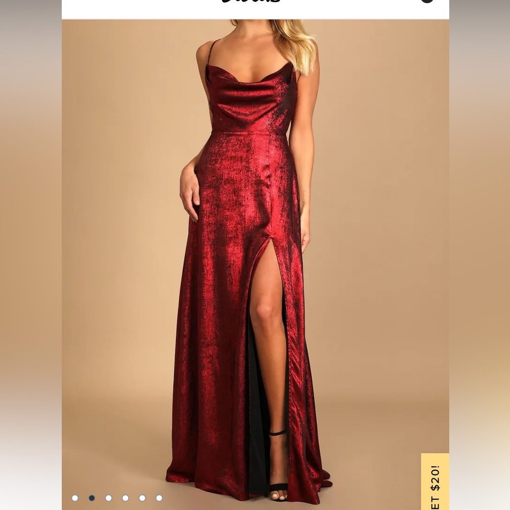 Red Metallic Maxi dress